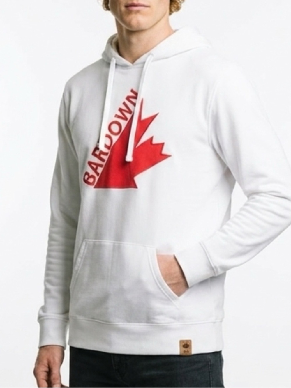 🇨🇦 Bardown BD Canada Hoodie White Red Maple Leaf Graphic Pullover Small Hockey